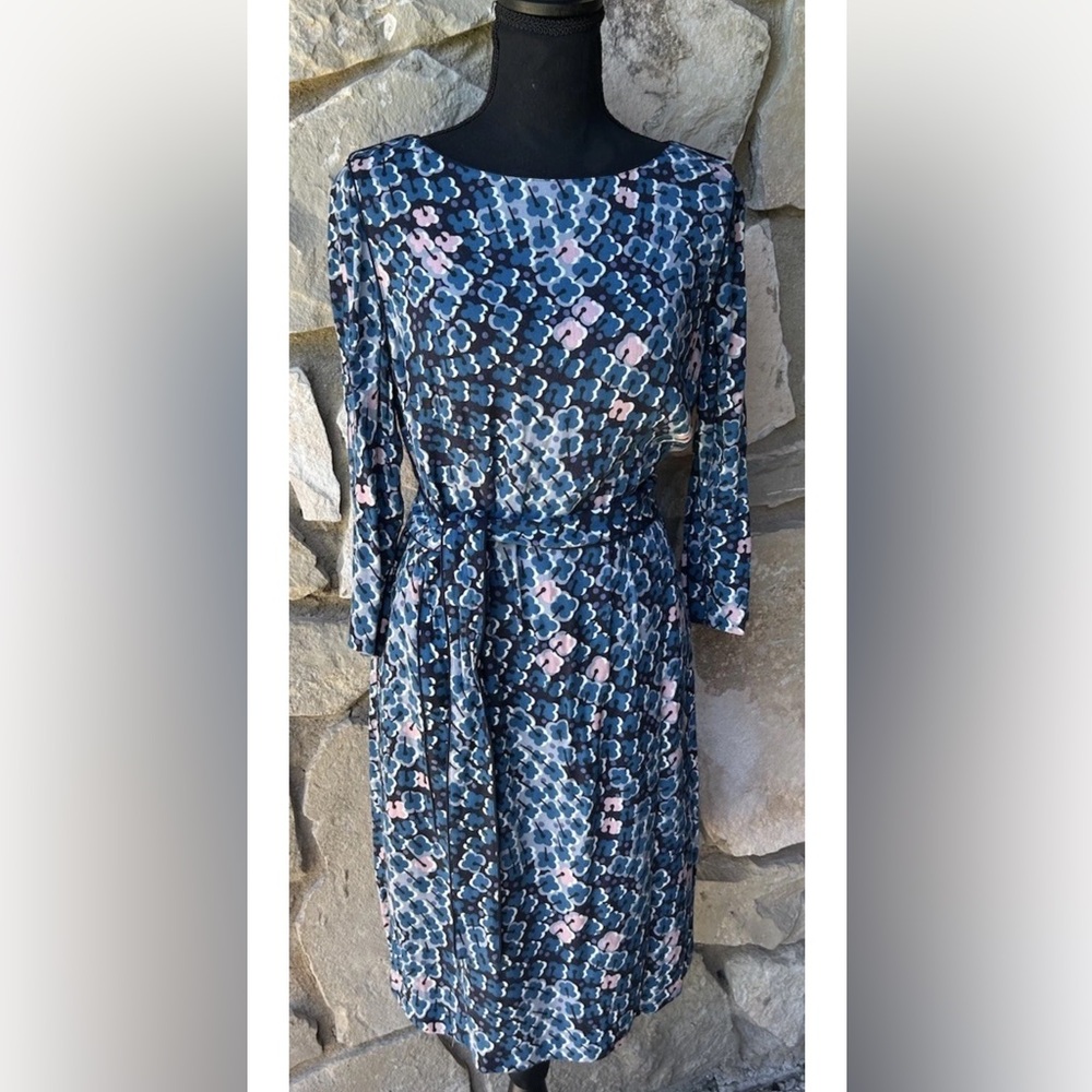 Boden Dress US 8R Blue Multicolor Floral Belted‎ Lined Excellent Condition